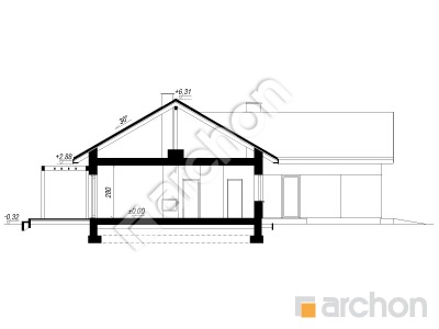 gotowy projekt Dom w kruszczykach 20 (G2AE) przekroj budynku