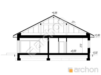 gotowy projekt Dom w renklodach 22 (AE) przekroj budynku