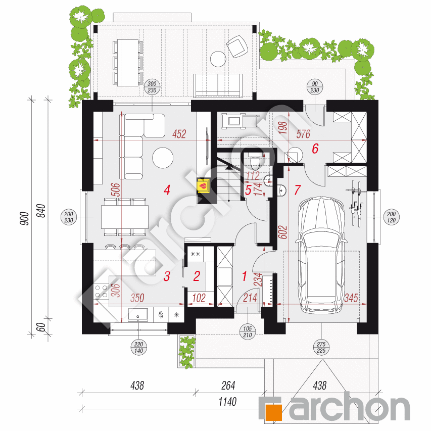 gotowy projekt Dom w lucernie 20 (G) rzut parteru