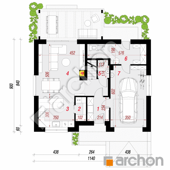gotowy projekt Dom w lucernie 20 (G) rzut parteru