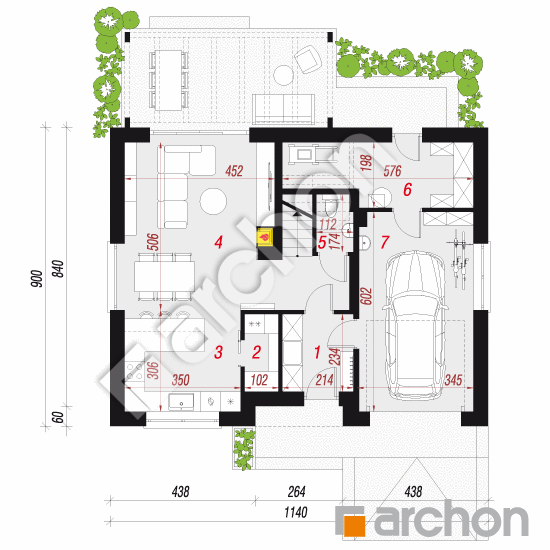 gotowy projekt Dom w lucernie 20 (G) rzut parteru