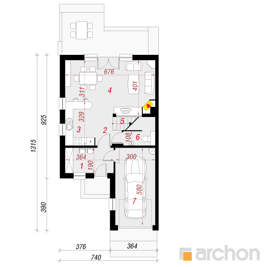 gotowy projekt Dom w klematisach 5 (B) rzut parteru