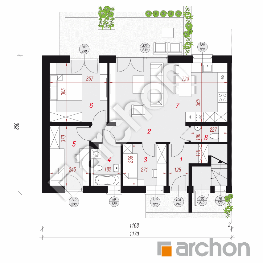 gotowy projekt Dom w halezjach 2 (R2B) rzut parteru