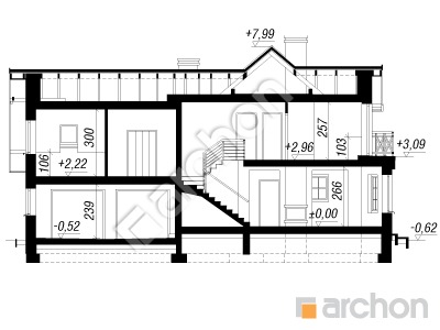 gotowy projekt Dom w rododendronach 5 (G2) przekroj budynku