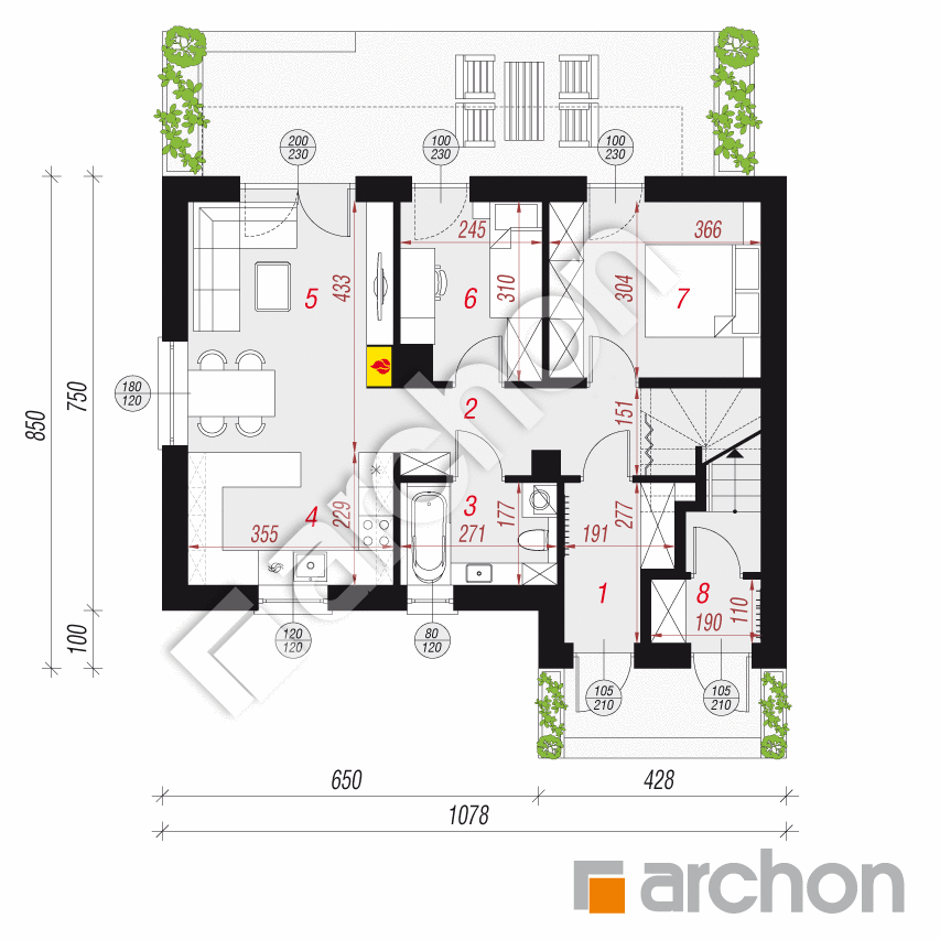 gotowy projekt Dom w halezjach 5 (R2) rzut parteru