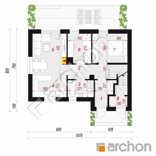 gotowy projekt Dom w halezjach 5 (R2) rzut parteru