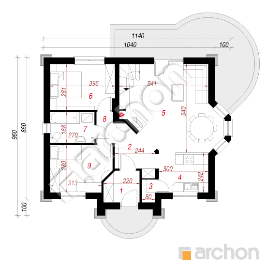 gotowy projekt Dom w lotosach (PD) rzut parteru