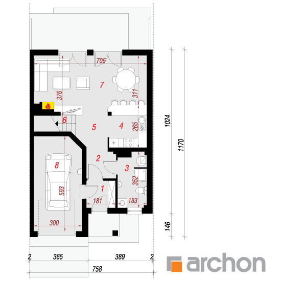 gotowy projekt Dom w klematisach 9 (S) rzut parteru