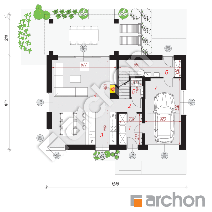 gotowy projekt Dom w szyszkowcach 2 rzut parteru