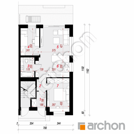 gotowy projekt Dom w bratkach 6 (R2BE) rzut parteru