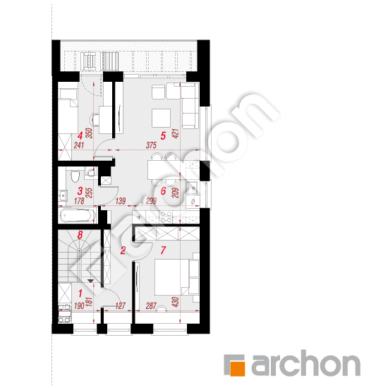 gotowy projekt Dom w bratkach 6 (R2BE) rzut piętra