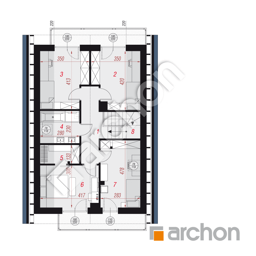 gotowy projekt Dom w moringach 2 (E) rzut poddasza