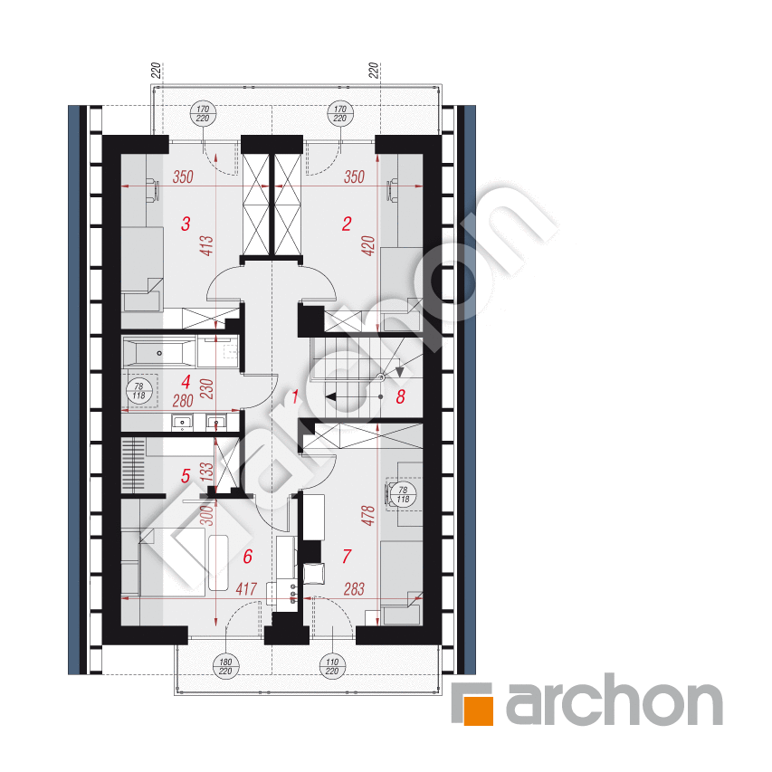 gotowy projekt Dom w moringach 2 (E) rzut poddasza