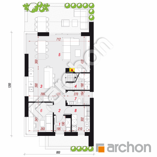 gotowy projekt Dom w moringach 2 (E) rzut parteru