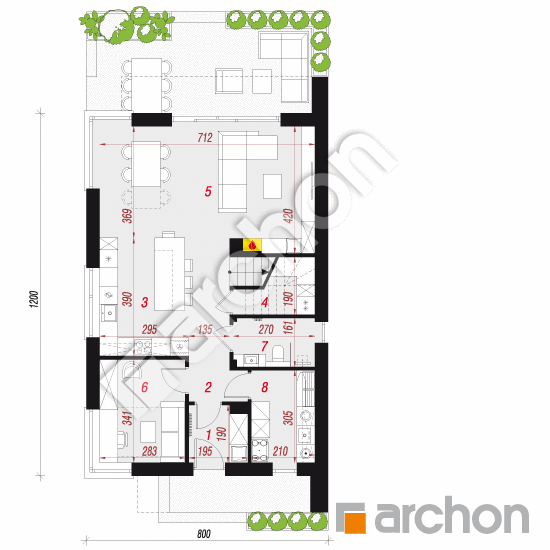 gotowy projekt Dom w moringach 2 (E) rzut parteru