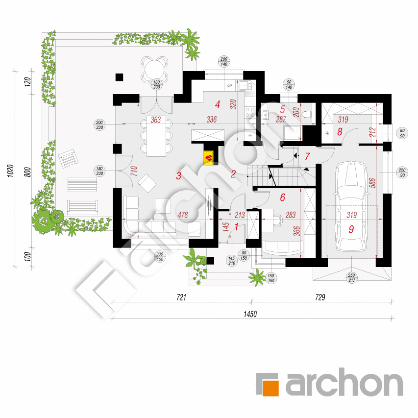 gotowy projekt Dom w bugenwillach (P) rzut parteru