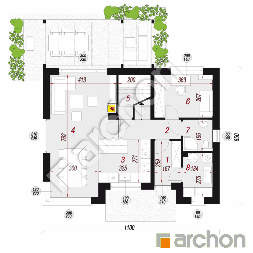 gotowy projekt Dom w wisteriach 8 rzut parteru