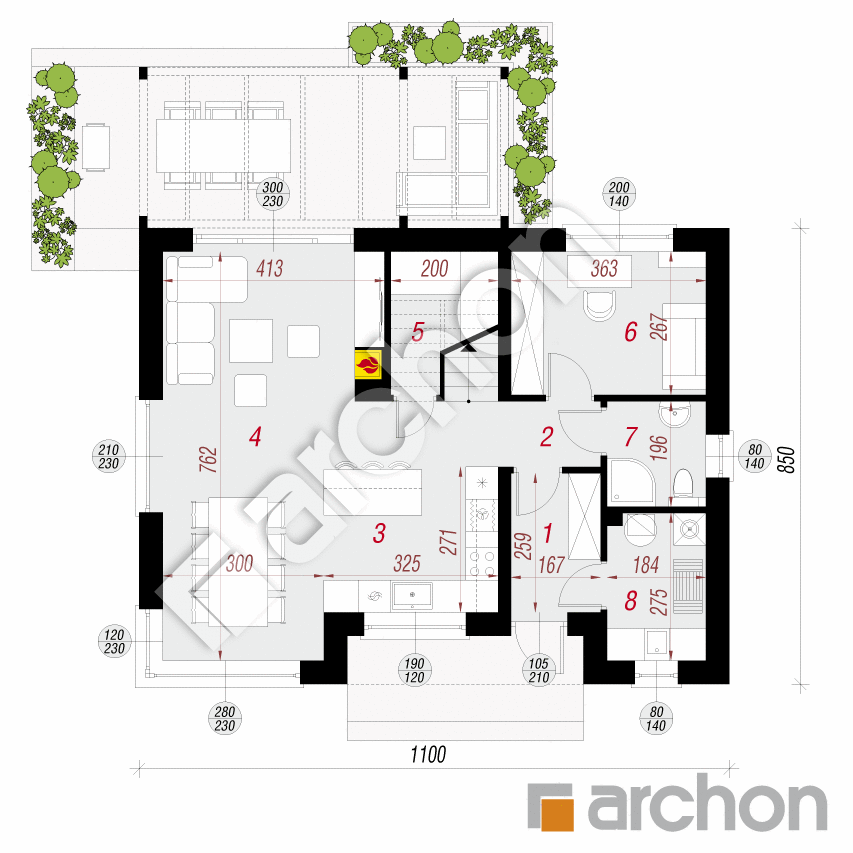 gotowy projekt Dom w wisteriach 8 rzut parteru