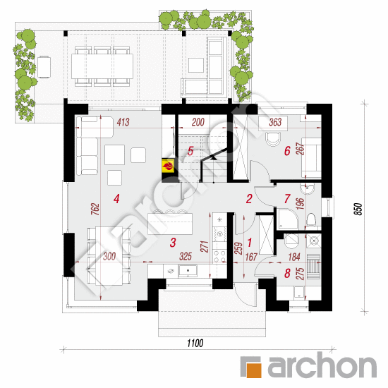 gotowy projekt Dom w wisteriach 8 rzut parteru