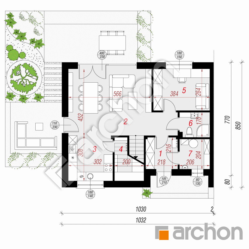 gotowy projekt Dom w malinówkach 11 (B) rzut parteru