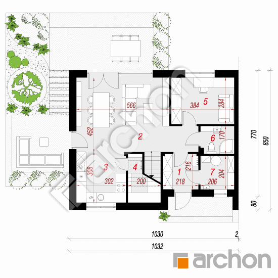 gotowy projekt Dom w malinówkach 11 (B) rzut parteru