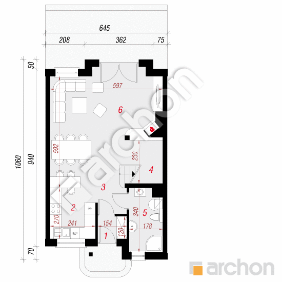 gotowy projekt Dom w cyklamenach 2 (S) rzut parteru