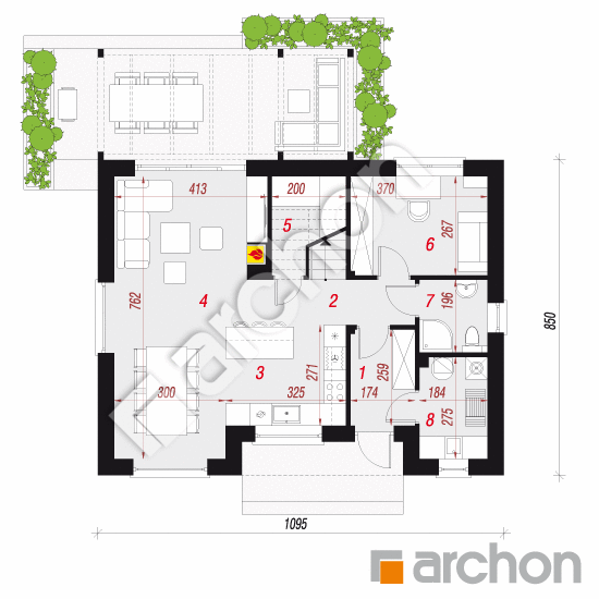 gotowy projekt Dom w wisteriach 14 rzut parteru
