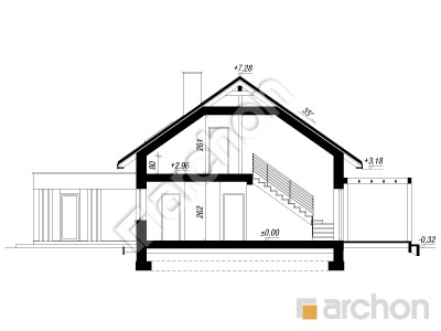 gotowy projekt Dom w kotewkach 4 (G2E) przekroj budynku