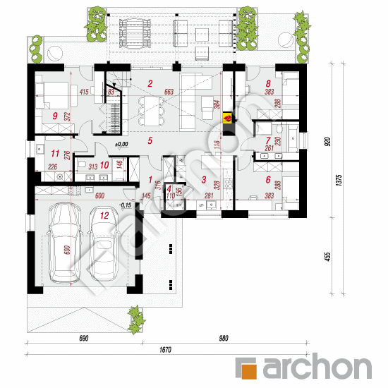 gotowy projekt Dom w kotewkach 4 (G2E) rzut parteru
