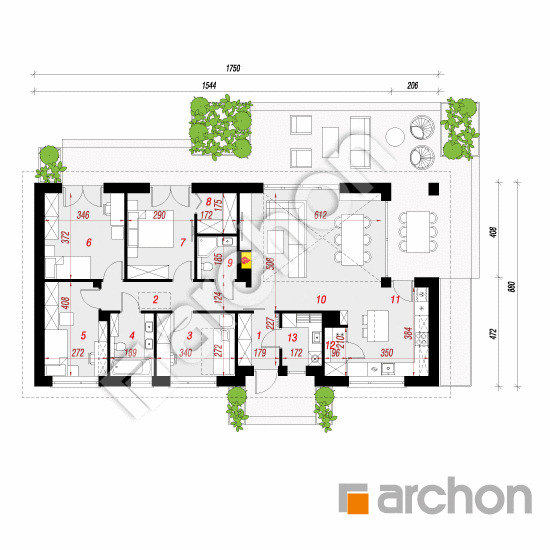 gotowy projekt Dom w kosaćcach 24 (A) rzut parteru