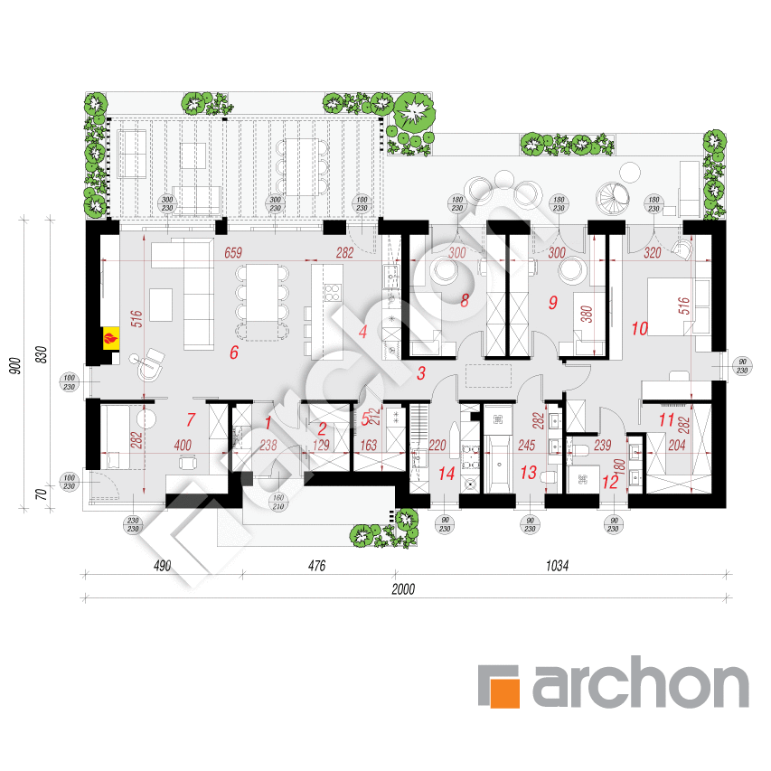 gotowy projekt Dom pod jodłami 5 (E) rzut parteru