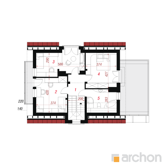gotowy projekt Dom w amarylisach (P) rzut poddasza