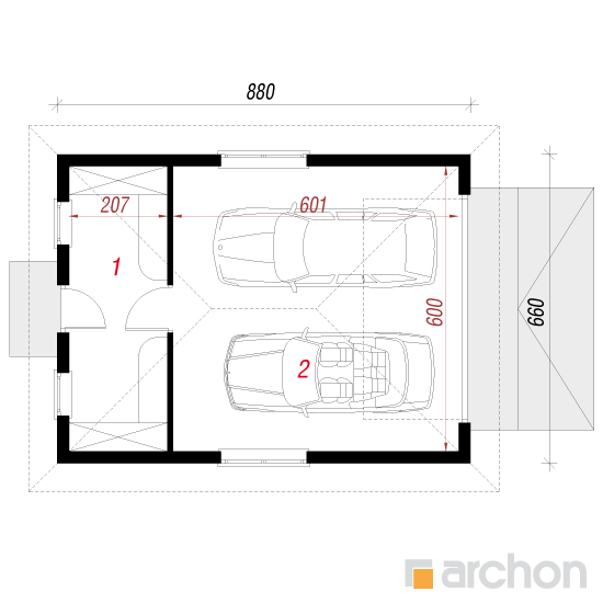 Проект гаража на 2 машины 8х8