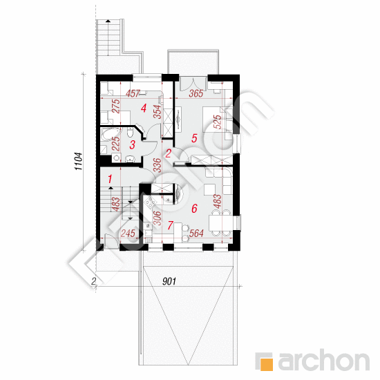 gotowy projekt Dom w sagowcach 3 (B) rzut parteru