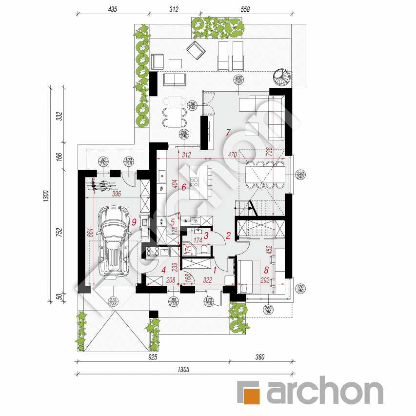 gotowy projekt Dom w wiesiołkach 3 (GE) rzut parteru