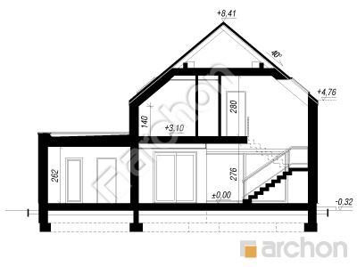 gotowy projekt Dom w wiesiołkach 3 (GE) przekroj budynku