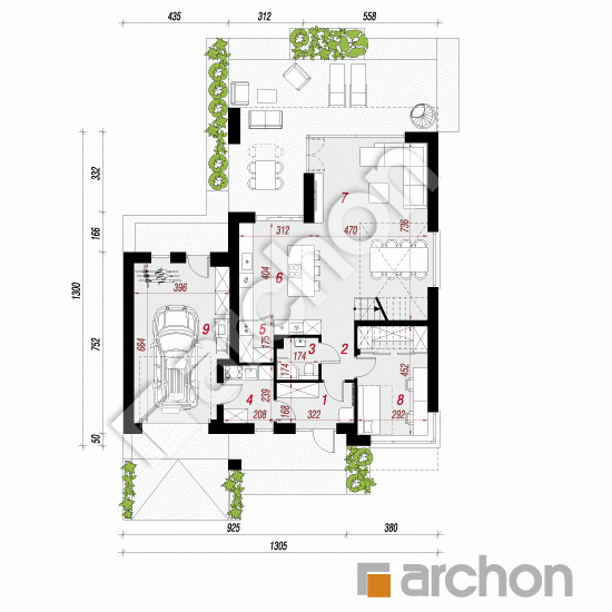 gotowy projekt Dom w wiesiołkach 3 (GE) rzut parteru