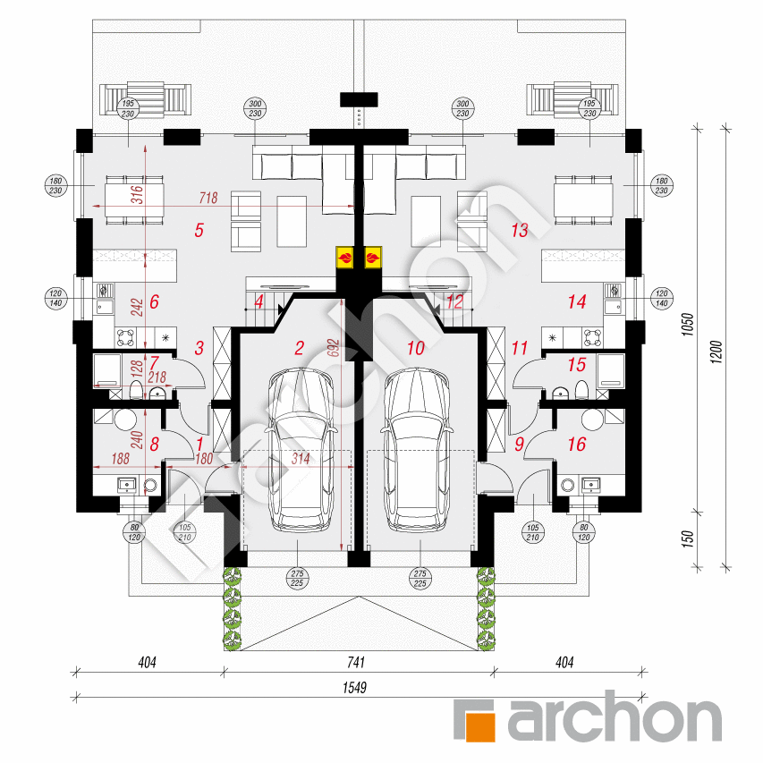 gotowy projekt Dom w klematisach 27 (R2) rzut parteru