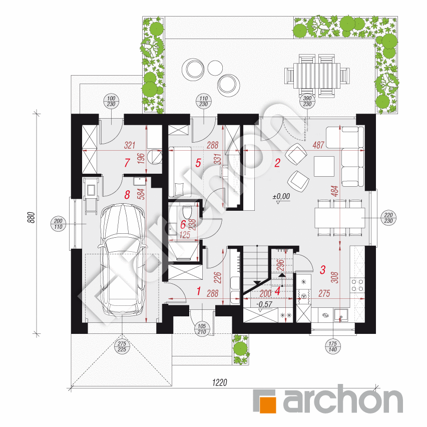 gotowy projekt Dom w malinówkach 23 (G) rzut parteru