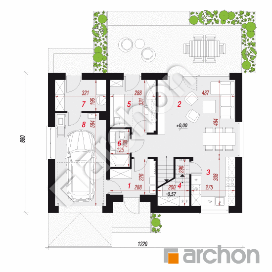 gotowy projekt Dom w malinówkach 23 (G) rzut parteru