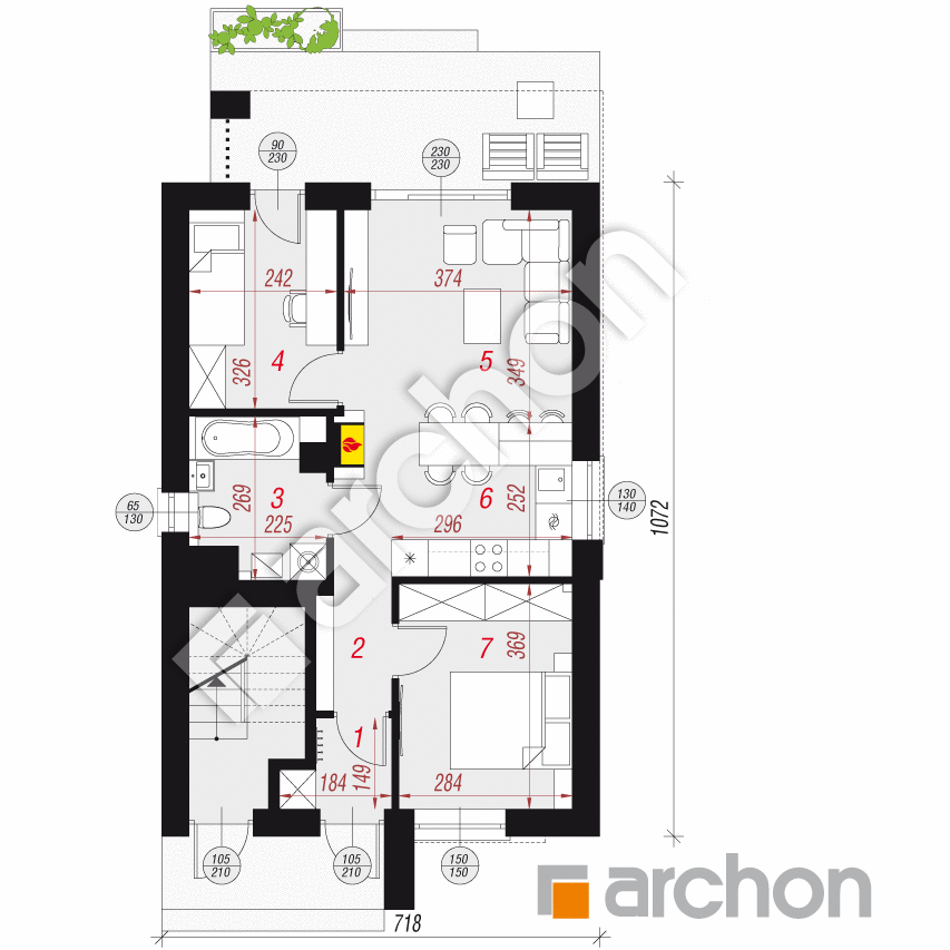 gotowy projekt Dom w bratkach 7 (R2) rzut parteru