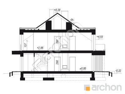 gotowy projekt Dom w bratkach 7 (R2) przekroj budynku
