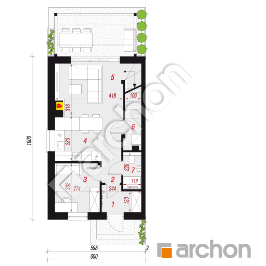 gotowy projekt Dom w tunbergiach 7 (B) rzut parteru