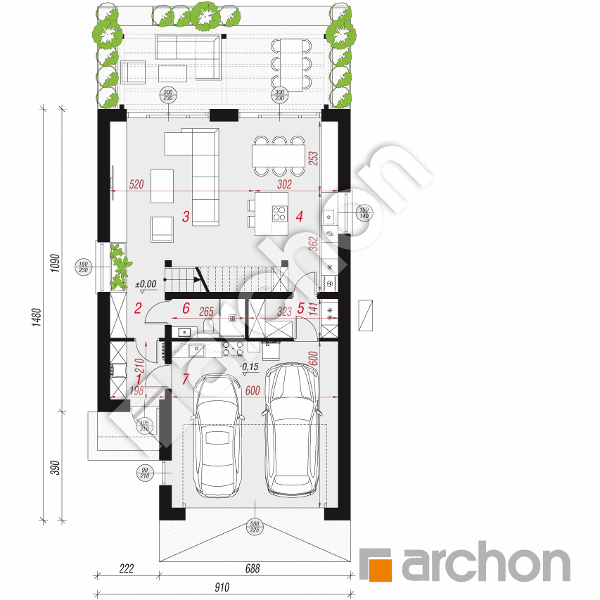 gotowy projekt Dom w fitoniach (G2E) OZE rzut parteru