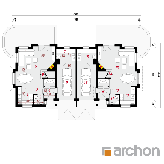gotowy projekt Dom w cyklamenach (R2) rzut parteru