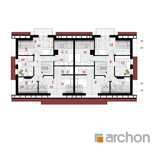 gotowy projekt Dom w cyklamenach (R2) rzut poddasza