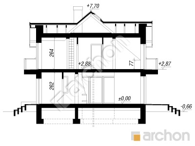 gotowy projekt Dom w rododendronach 6 (G2N) przekroj budynku