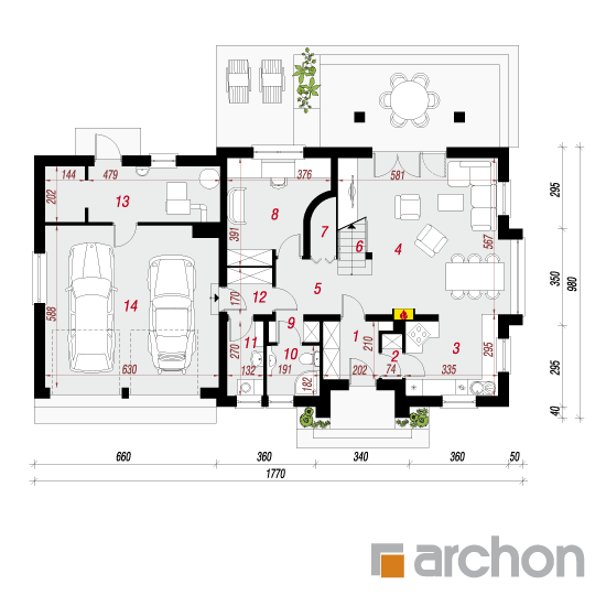 gotowy projekt Dom w hiacyntowcach (G2) rzut parteru