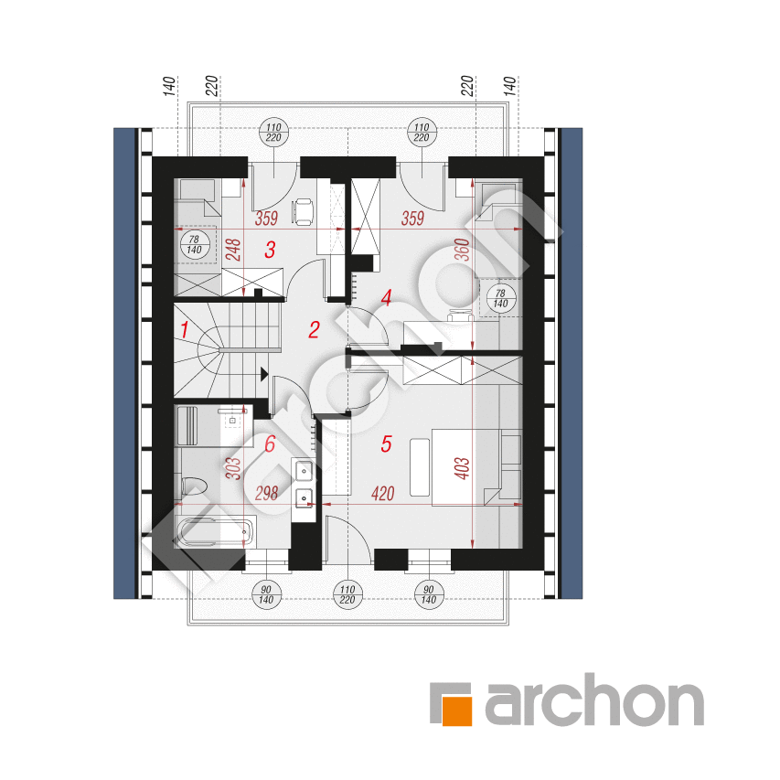 gotowy projekt Dom w rododendronach 11 (E) OZE rzut poddasza