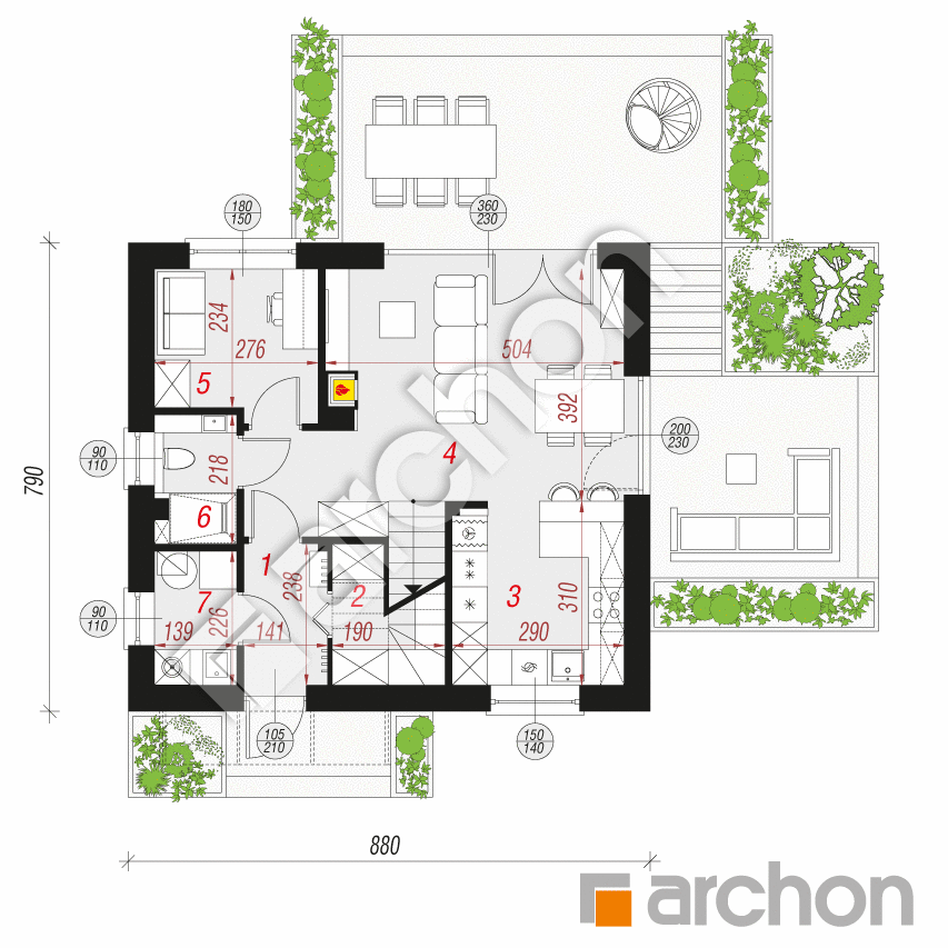 gotowy projekt Dom w malinówkach 29 rzut parteru